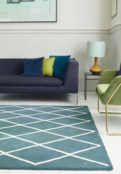 Albany Rug by Asiatic Carpets in Diamond Teal Design - Rugs UK